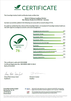 GreenSign Certificate Landhaus Stricker